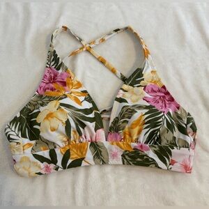 Kona Sol Size Large Bikini Top. Tropical Pattern. TOP ONLY  never worn.